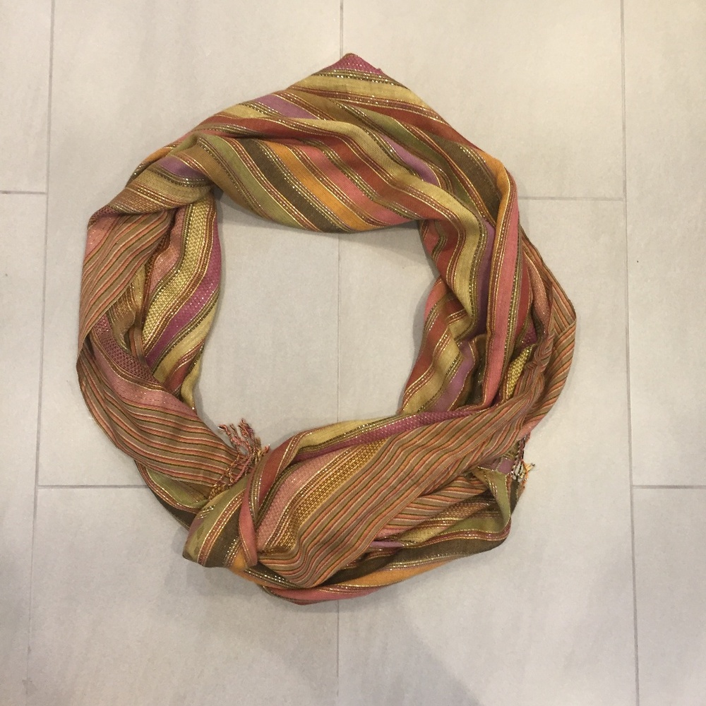 Mauve Tan Orange Violet Silver Wrap Scarf